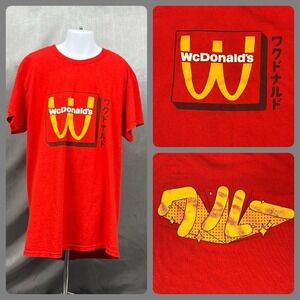 McDonalds Anime WcDonalds T-Shirt Small Red Crew Member Work Employee Gildan